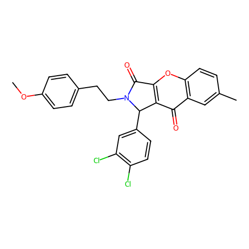1-(3,4-dichlorophenyl)-2-[2-(4-methoxyphenyl)ethyl]-7-methyl-1,2-dihydrochromeno[2,3-c]pyrrole-3,9-dione structure