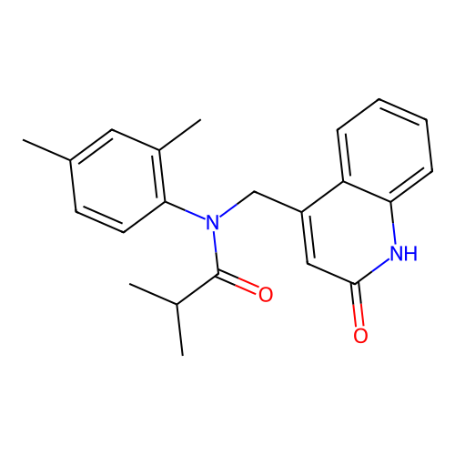 N-(2,4-dimethylphenyl)-2-methyl-N-[(2-oxo-1H-quinolin-4-yl)methyl]propanamide structure
