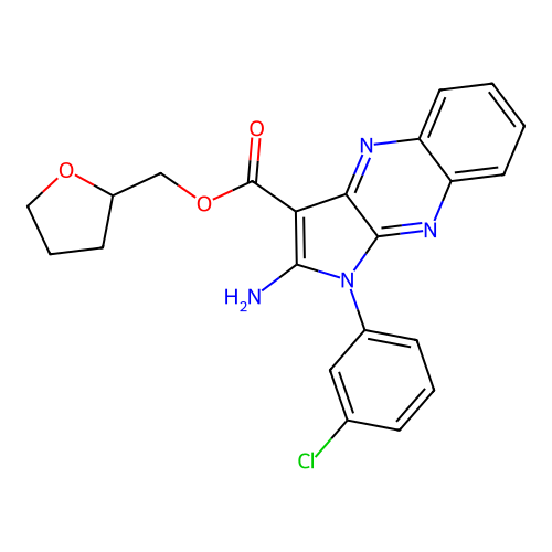 oxolan-2-ylmethyl 2-amino-1-(3-chlorophenyl)pyrrolo[3,2-b]quinoxaline-3-carboxylate structure