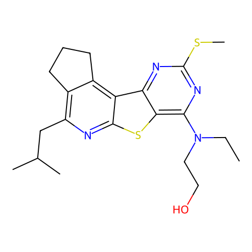 2-(ethyl(4-isobutyl-9-(methylthio)-2,3-dihydro-1H-cyclopenta[4',5']pyrido[3',2':4,5]thieno[3,2-d]pyrimidin-7-yl)amino)ethanol structure