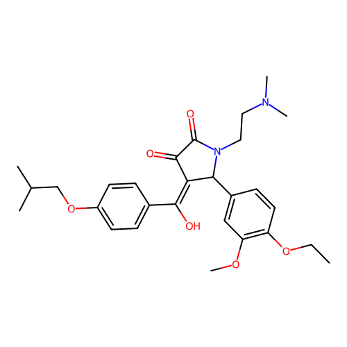 (4E)-1-(2-dimethylaminoethyl)-5-(4-ethoxy-3-methoxyphenyl)-4-[hydroxy-[4-(2-methylpropoxy)phenyl]methylidene]pyrrolidine-2,3-dione structure