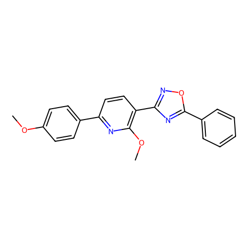 3-(2-Methoxy-6-(4-methoxyphenyl)pyridin-3-yl)-5-phenyl-1,2,4-oxadiazole structure