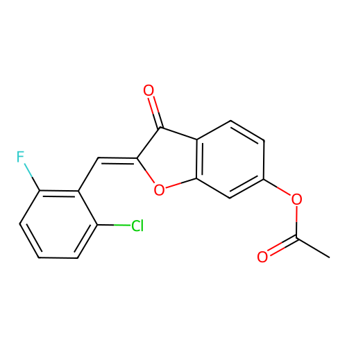 (Z)-2-(2-chloro-6-fluorobenzylidene)-3-oxo-2,3-dihydrobenzofuran-6-yl acetate structure