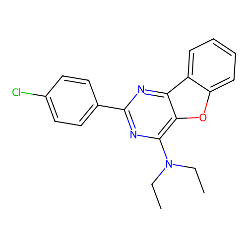 2-(4-chlorophenyl)-N,N-diethyl[1]benzofuro[3,2-d]pyrimidin-4-amine structure
