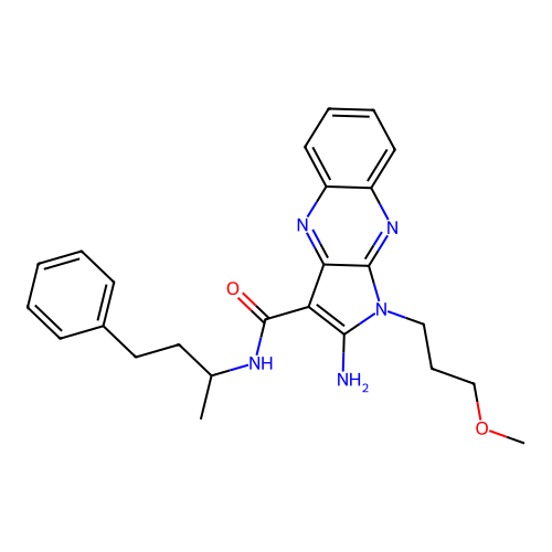 2-amino-1-(3-methoxypropyl)-N-(4-phenylbutan-2-yl)-1H-pyrrolo[2,3-b]quinoxaline-3-carboxamide structure