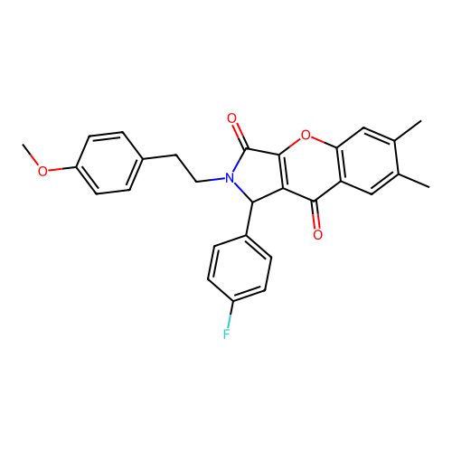 1-(4-fluorophenyl)-2-(4-methoxyphenethyl)-6,7-dimethyl-1,2-dihydrochromeno[2,3-c]pyrrole-3,9-dione structure