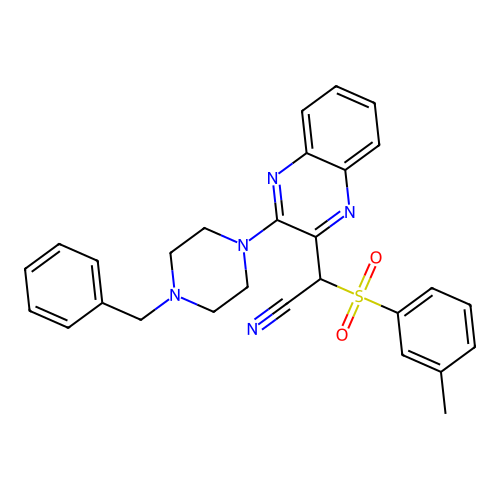 [3-(4-benzylpiperazin-1-yl)quinoxalin-2-yl][(3-methylphenyl)sulfonyl]acetonitrile structure