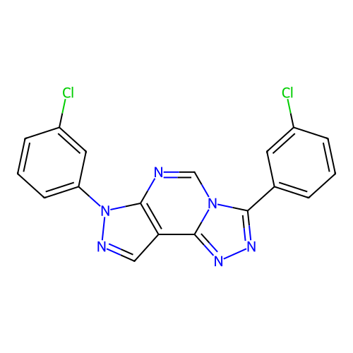 3,7-bis(3-chlorophenyl)-7H-pyrazolo[4,3-e][1,2,4]triazolo[4,3-c]pyrimidine structure