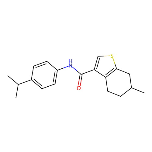 6-methyl-N-[4-(propan-2-yl)phenyl]-4,5,6,7-tetrahydro-1-benzothiophene-3-carboxamide structure