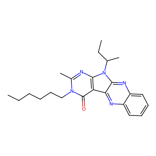 11-(butan-2-yl)-3-hexyl-2-methyl-3,11-dihydro-4H-pyrimido[5',4':4,5]pyrrolo[2,3-b]quinoxalin-4-one structure