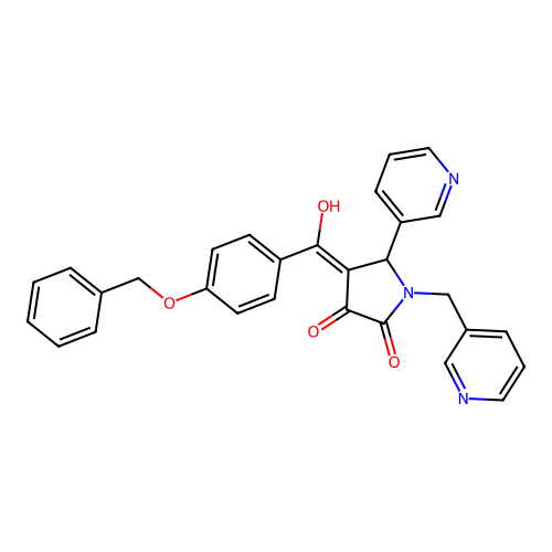 4-[4-(benzyloxy)benzoyl]-3-hydroxy-5-(pyridin-3-yl)-1-[(pyridin-3-yl)methyl]-2,5-dihydro-1H-pyrrol-2-one structure