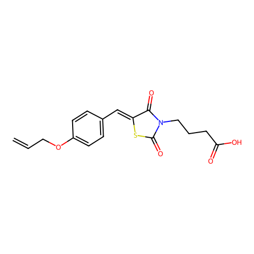 (Z)-4-(5-(4-(allyloxy)benzylidene)-2,4-dioxothiazolidin-3-yl)butanoic acid structure