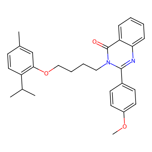 2-(4-methoxyphenyl)-3-[4-(5-methyl-2-propan-2-yl-phenoxy)butyl]quinazolin-4-one structure