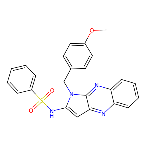 N-(1-(4-methoxybenzyl)-1H-pyrrolo[2,3-b]quinoxalin-2-yl)benzenesulfonamide structure