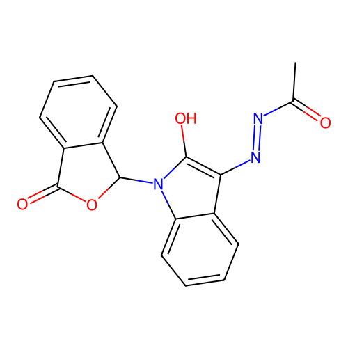(E)-N'-(2-oxo-1-(3-oxo-1,3-dihydroisobenzofuran-1-yl)indolin-3-ylidene)acetohydrazide structure