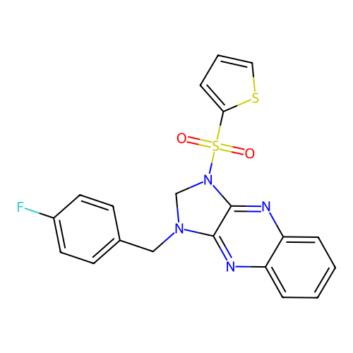 1-(4-fluorobenzyl)-3-(thiophen-2-ylsulfonyl)-2,3-dihydro-1H-imidazo[4,5-b]quinoxaline structure