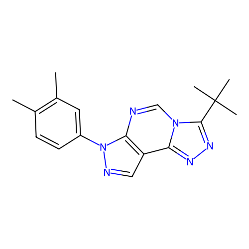 3-tert-butyl-7-(3,4-dimethylphenyl)-7H-pyrazolo[4,3-e][1,2,4]triazolo[4,3-c]pyrimidine structure