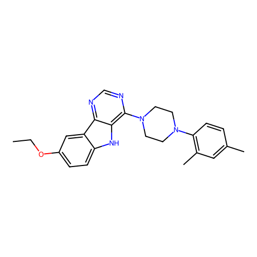 4-[4-(2,4-dimethylphenyl)piperazin-1-yl]-8-ethoxy-5H-pyrimido[5,4-b]indole structure