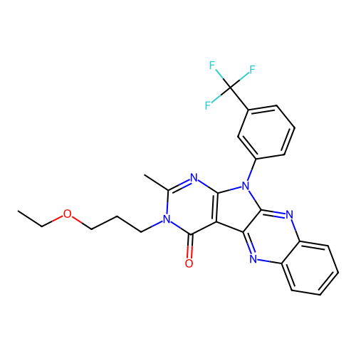 3-(3-ethoxypropyl)-2-methyl-11-(3-(trifluoromethyl)phenyl)-3H-pyrimido[5',4':4,5]pyrrolo[2,3-b]quinoxalin-4(11H)-one structure
