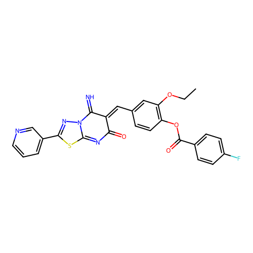 (Z)-2-ethoxy-4-((5-imino-7-oxo-2-(pyridin-3-yl)-5H-[1,3,4]thiadiazolo[3,2-a]pyrimidin-6(7H)-ylidene)methyl)phenyl 4-fluorobenzoate structure