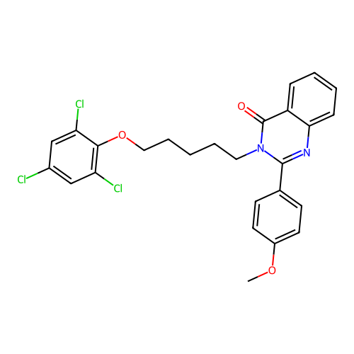 2-(4-methoxyphenyl)-3-(5-(2,4,6-trichlorophenoxy)pentyl)quinazolin-4(3H)-one structure