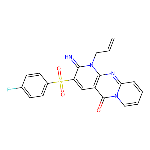 1-allyl-3-((4-fluorophenyl)sulfonyl)-2-imino-1H-dipyrido[1,2-a:2',3'-d]pyrimidin-5(2H)-one structure