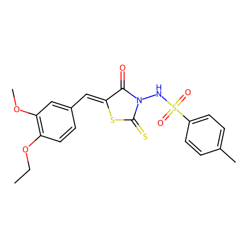 N-[(5Z)-5-[(4-ethoxy-3-methoxyphenyl)methylidene]-4-oxo-2-sulfanylidene-1,3-thiazolidin-3-yl]-4-methylbenzenesulfonamide structure