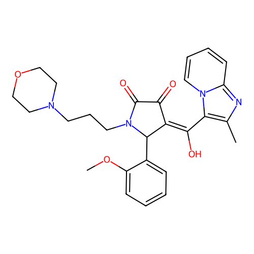 3-hydroxy-5-(2-methoxyphenyl)-4-{2-methylimidazo[1,2-a]pyridine-3-carbonyl}-1-[3-(morpholin-4-yl)propyl]-2,5-dihydro-1H-pyrrol-2-one structure