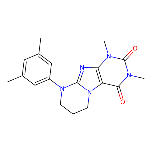 9-(3,5-dimethylphenyl)-1,3-dimethyl-6,7,8,9-tetrahydropyrimido[2,1-f]purine-2,4(1H,3H)-dione structure