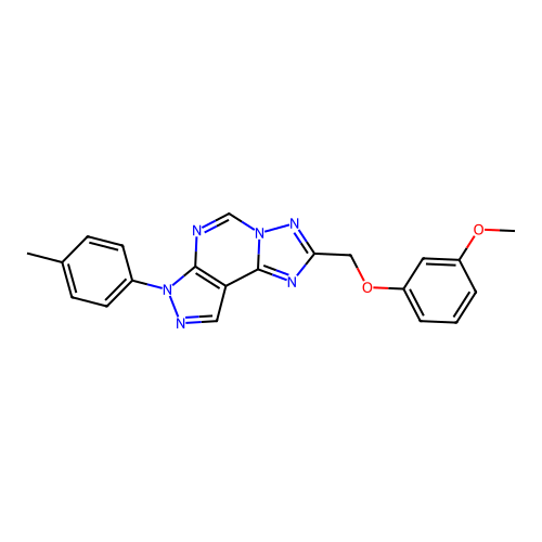2-((3-methoxyphenoxy)methyl)-7-(p-tolyl)-7H-pyrazolo[4,3-e][1,2,4]triazolo[1,5-c]pyrimidine structure