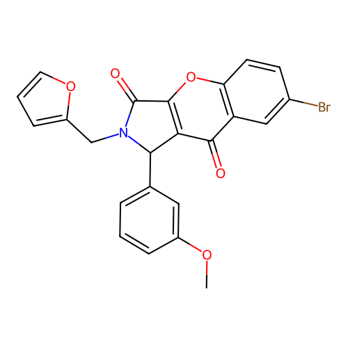 7-bromo-2-(furan-2-ylmethyl)-1-(3-methoxyphenyl)-1,2-dihydrochromeno[2,3-c]pyrrole-3,9-dione structure