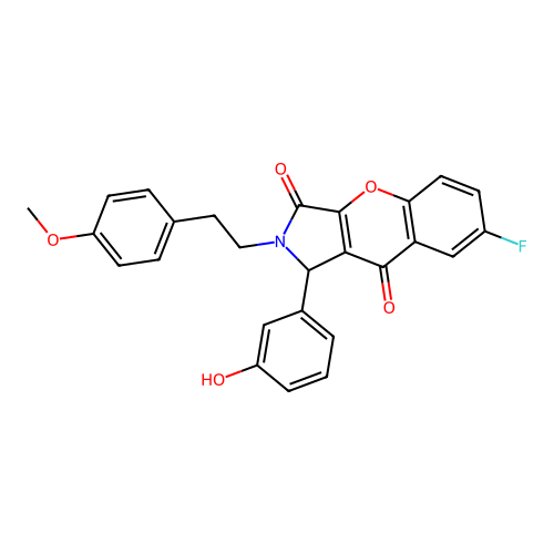 7-fluoro-1-(3-hydroxyphenyl)-2-(4-methoxyphenethyl)-1,2-dihydrochromeno[2,3-c]pyrrole-3,9-dione structure
