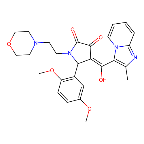 (4E)-5-(2,5-dimethoxyphenyl)-4-[hydroxy-(2-methylimidazo[1,2-a]pyridin-3-yl)methylidene]-1-(2-morpholin-4-ylethyl)pyrrolidine-2,3-dione structure