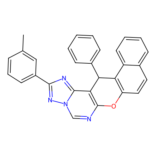 2-(3-methylphenyl)-14-phenyl-14H-benzo[5,6]chromeno[3,2-e][1,2,4]triazolo[1,5-c]pyrimidine structure