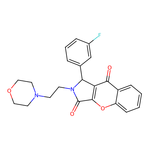 1-(3-fluorophenyl)-2-(2-morpholinoethyl)-1,2-dihydrochromeno[2,3-c]pyrrole-3,9-dione structure
