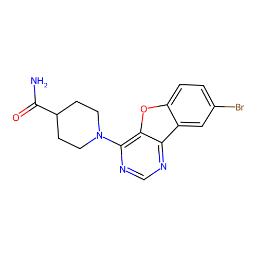 1-(8-Bromo[1]benzofuro[3,2-d]pyrimidin-4-yl)piperidine-4-carboxamide structure