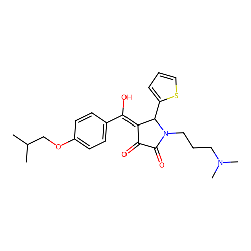 1-[3-(dimethylamino)propyl]-3-hydroxy-4-[4-(2-methylpropoxy)benzoyl]-5-(thiophen-2-yl)-2,5-dihydro-1H-pyrrol-2-one structure