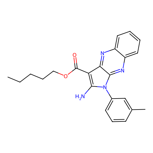 pentyl 2-amino-1-(3-methylphenyl)-1H-pyrrolo[2,3-b]quinoxaline-3-carboxylate structure