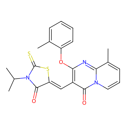 (Z)-3-isopropyl-5-((9-methyl-4-oxo-2-(o-tolyloxy)-4H-pyrido[1,2-a]pyrimidin-3-yl)methylene)-2-thioxothiazolidin-4-one structure