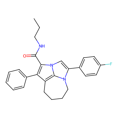 4-(4-fluorophenyl)-1-phenyl-N-propyl-5,6,7,8-tetrahydro-2a,4a-diazacyclopenta[cd]azulene-2-carboxamide structure