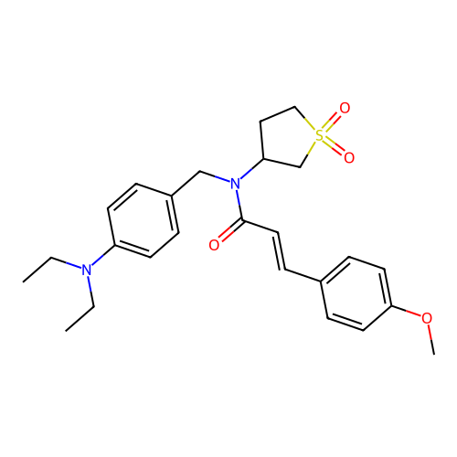 (2E)-N-[4-(diethylamino)benzyl]-N-(1,1-dioxidotetrahydrothiophen-3-yl)-3-(4-methoxyphenyl)prop-2-enamide structure