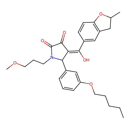 (4E)-4-[hydroxy(2-methyl-2,3-dihydro-1-benzofuran-5-yl)methylidene]-1-(3-methoxypropyl)-5-[3-(pentyloxy)phenyl]pyrrolidine-2,3-dione structure