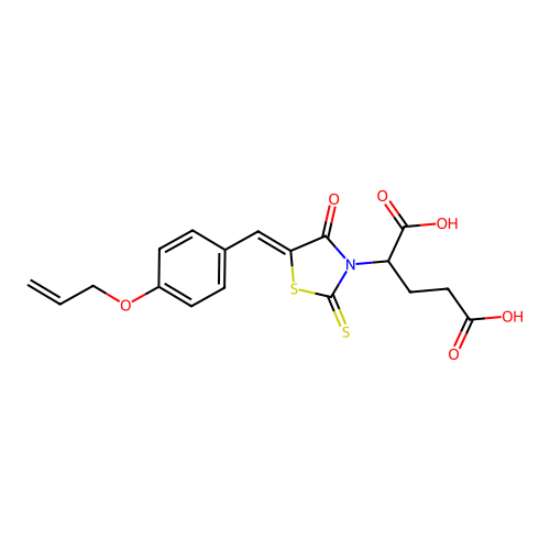 (Z)-2-(5-(4-(allyloxy)benzylidene)-4-oxo-2-thioxothiazolidin-3-yl)pentanedioic acid structure
