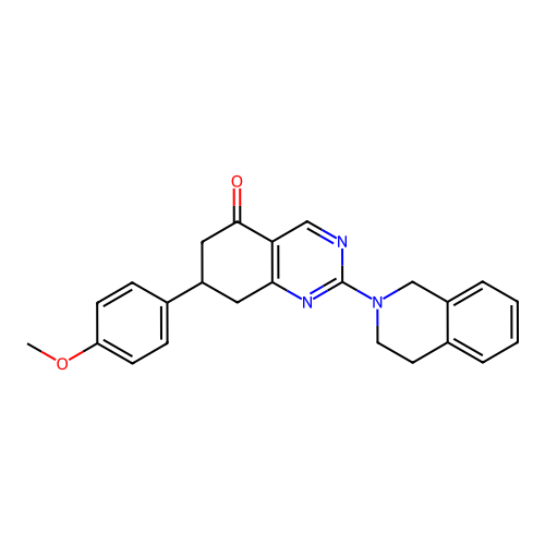 2-(3,4-dihydroisoquinolin-2(1H)-yl)-7-(4-methoxyphenyl)-7,8-dihydroquinazolin-5(6H)-one structure