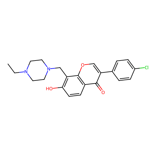3-(4-chlorophenyl)-8-((4-ethylpiperazin-1-yl)methyl)-7-hydroxy-4H-chromen-4-one structure
