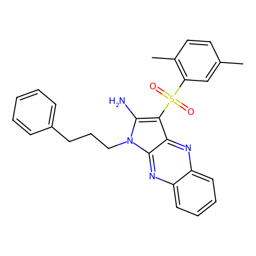 3-((2,5-dimethylphenyl)sulfonyl)-1-(3-phenylpropyl)-1H-pyrrolo[2,3-b]quinoxalin-2-amine structure
