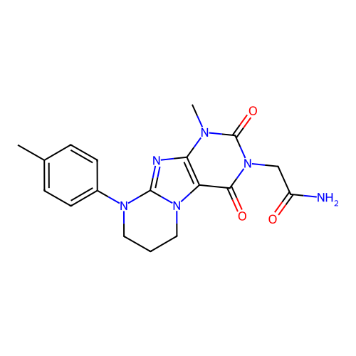 2-[1-methyl-9-(4-methylphenyl)-2,4-dioxo-1,4,6,7,8,9-hexahydropyrimido[2,1-f]purin-3(2H)-yl]acetamide structure