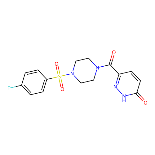 6-(4-((4-fluorophenyl)sulfonyl)piperazine-1-carbonyl)pyridazin-3(2H)-one structure