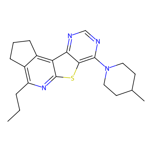 7-(4-methylpiperidin-1-yl)-4-propyl-2,3-dihydro-1H-cyclopenta[4',5']pyrido[3',2':4,5]thieno[3,2-d]pyrimidine structure