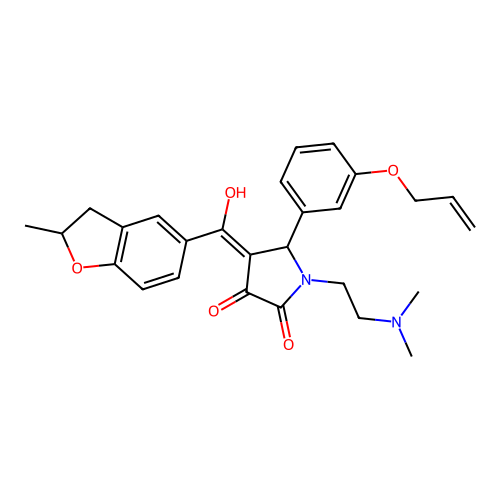 1-(2-dimethylaminoethyl)-4-[hydroxy-(2-methyl-2,3-dihydro-1-benzofuran-5-yl)methylidene]-5-(3-prop-2-enoxyphenyl)pyrrolidine-2,3-dione structure